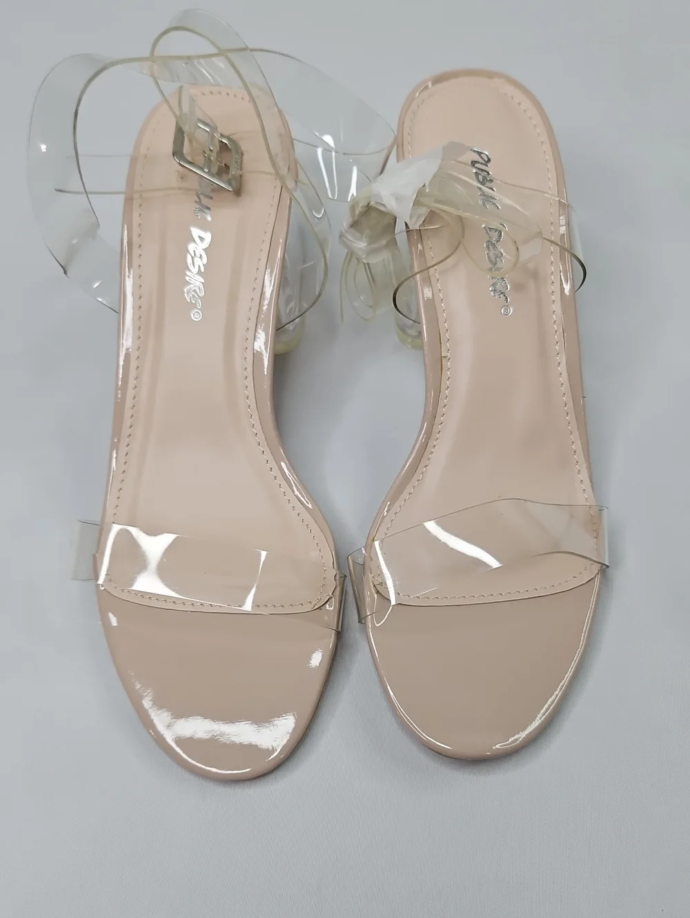 Public Desire Blush Nude Clear Strap Sandals Size 5 NWT